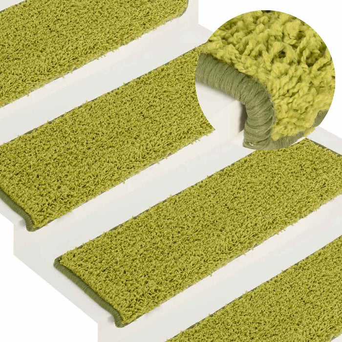 Covorașe pentru scări, 30 buc., 65x21x4 cm, margini dreptunghiulare verzi - WALTI WALTI
