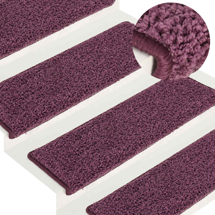 Covorașe pentru scări, 30 buc., 65x21x4 cm, violet închis, cu margini dreptunghiulare - WALTI WALTI