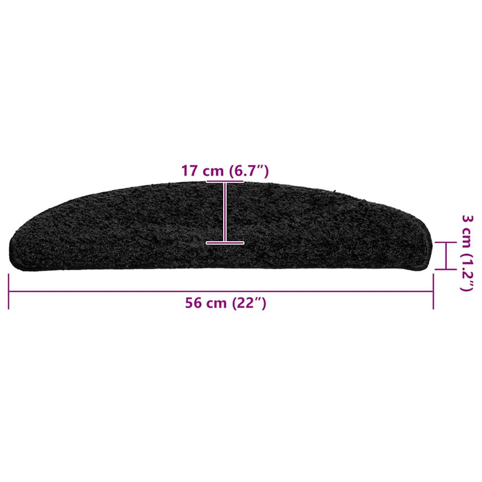 Covorașe pentru scări, 20 buc., 56x17x3 cm, negre, semirotunde - WALTI WALTI