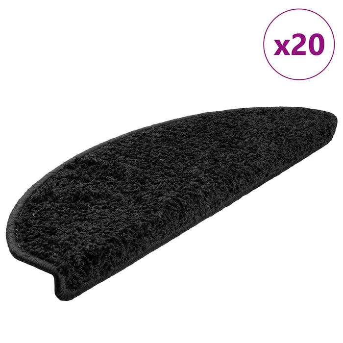 Covorașe pentru scări, 20 buc., 65x21x4 cm, negru, semirotunde, mari - WALTI WALTI