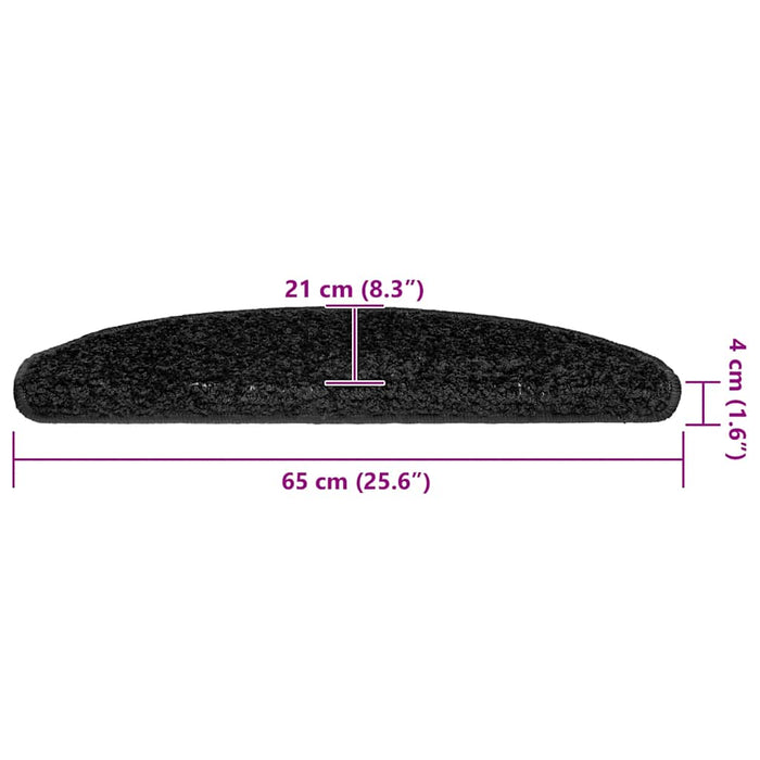 Covorașe pentru scări, 20 buc., 65x21x4 cm, negru, semirotunde, mari - WALTI WALTI