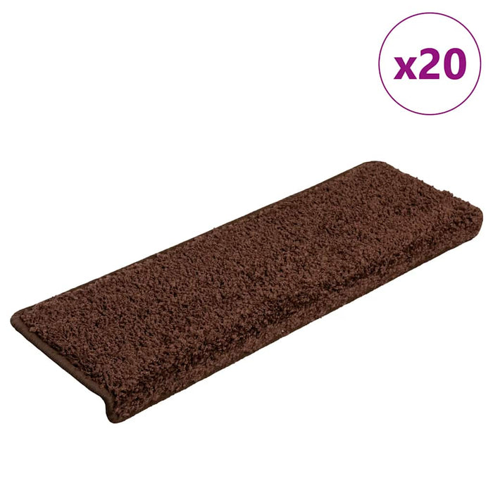 Covorașe pentru scări, 20 buc., 65x21x4 cm, maro, cu margini dreptunghiulare - WALTI WALTI