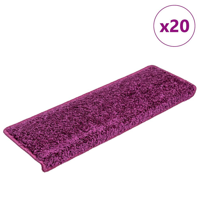 Covorașe pentru scări, 20 buc., 65x21x4 cm, violet, cu margini dreptunghiulare WALTI