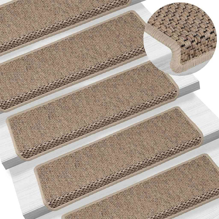 Covorașe scări autoadezive 30buc nisipiu 65x21x4cm aspect sisal WALTI