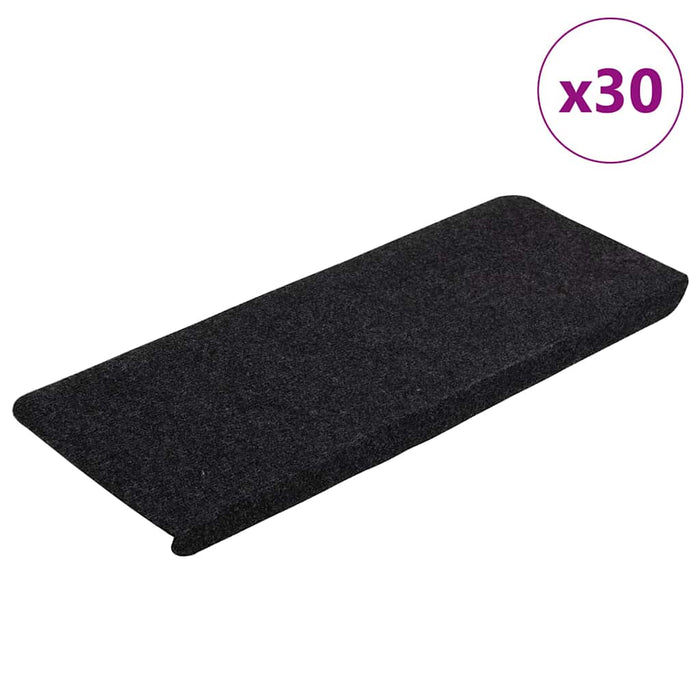 Covorașe scară autoadezive 30 buc Negru 65x24,5x3,5 cm WALTI