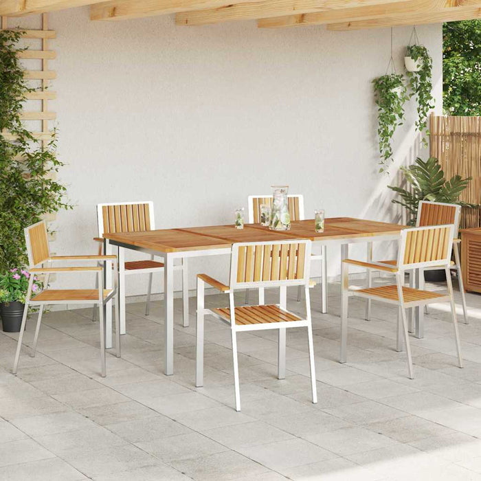 Set de masă pentru grădină 7 pcs Maro Lemn masiv de tec - WALTI WALTI
