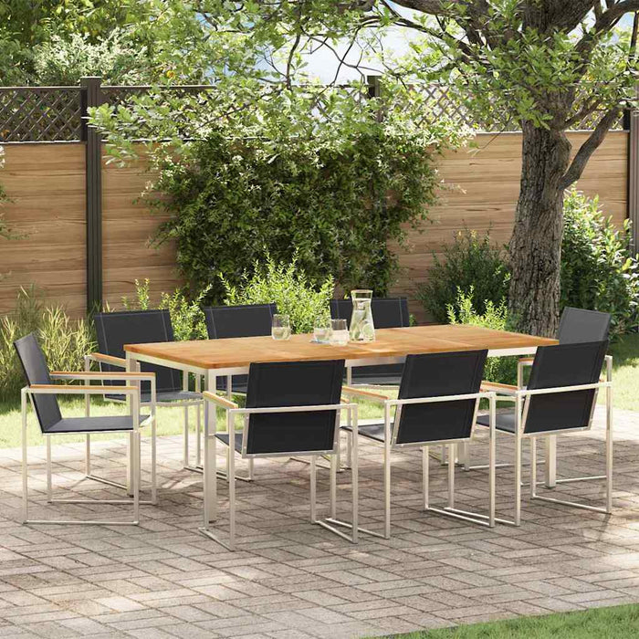 Set de masă pentru grădină 9 pcs Lemn masiv de teak - WALTI WALTI