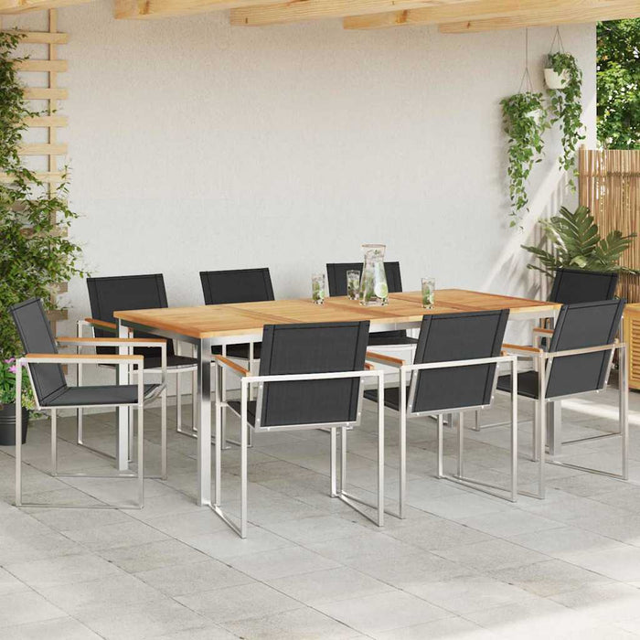 Set de masă pentru grădină 9 pcs Lemn masiv de teak - WALTI WALTI