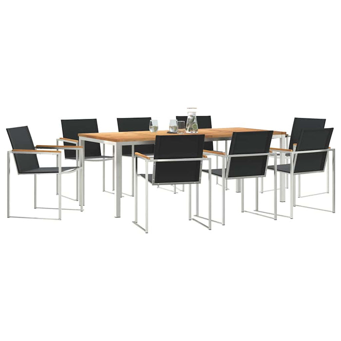 Set de masă pentru grădină 9 pcs Lemn masiv de teak - WALTI WALTI
