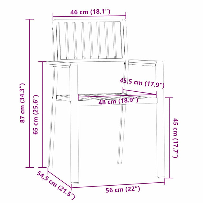 ScaundeGrădină 6 pcs Maro 56x54,5x87cm Lemn de acacia masiv - WALTI WALTI