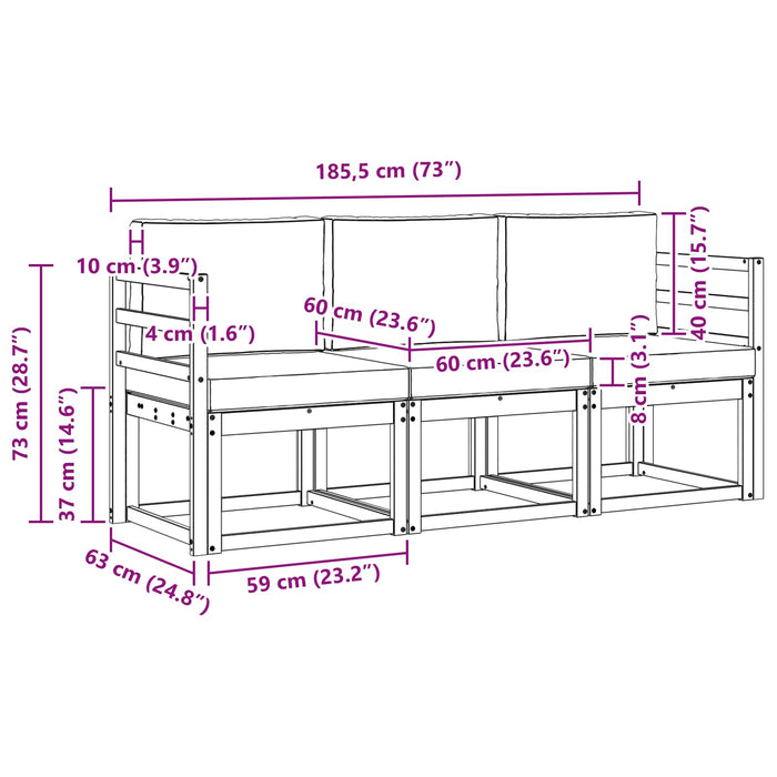Set de canapele de exterior cu pernă 3 pcs Natural și Crem - WALTI WALTI