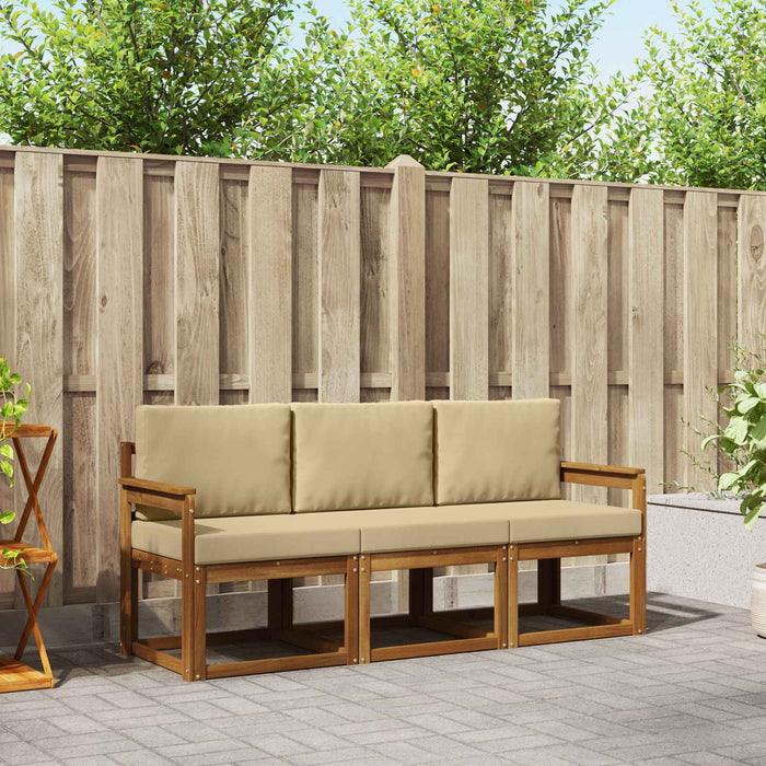 Set de canapele de exterior cu pernă 3 pcs Natural și Bej - WALTI WALTI