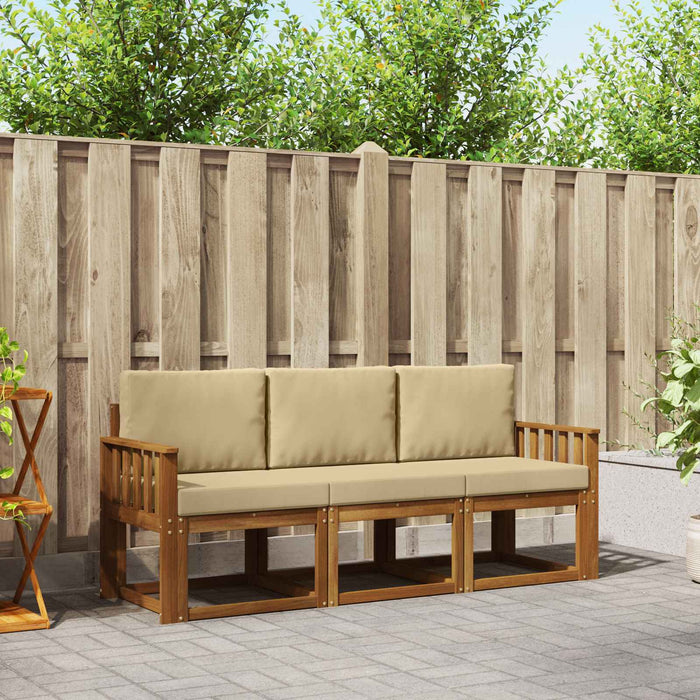 Set de canapele de exterior cu pernă 3 pcs Natural și Bej - WALTI WALTI