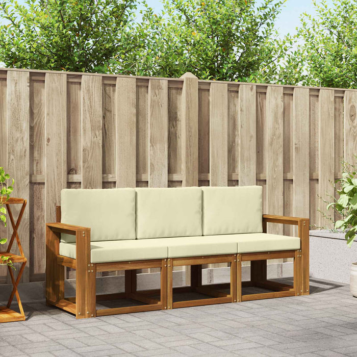Set de canapele de exterior cu pernă 3 pcs Natural și Crem - WALTI WALTI