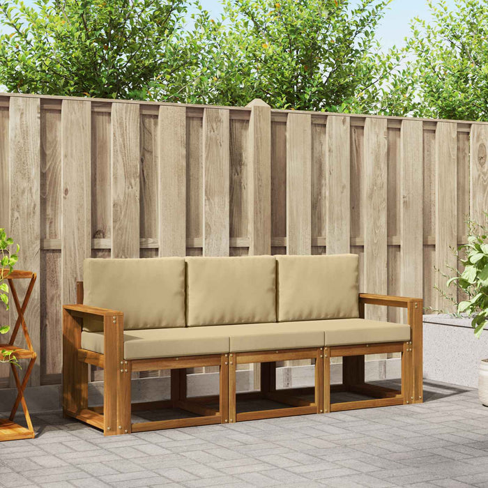 Set de canapele de exterior cu pernă 3 pcs Natural și Bej - WALTI WALTI