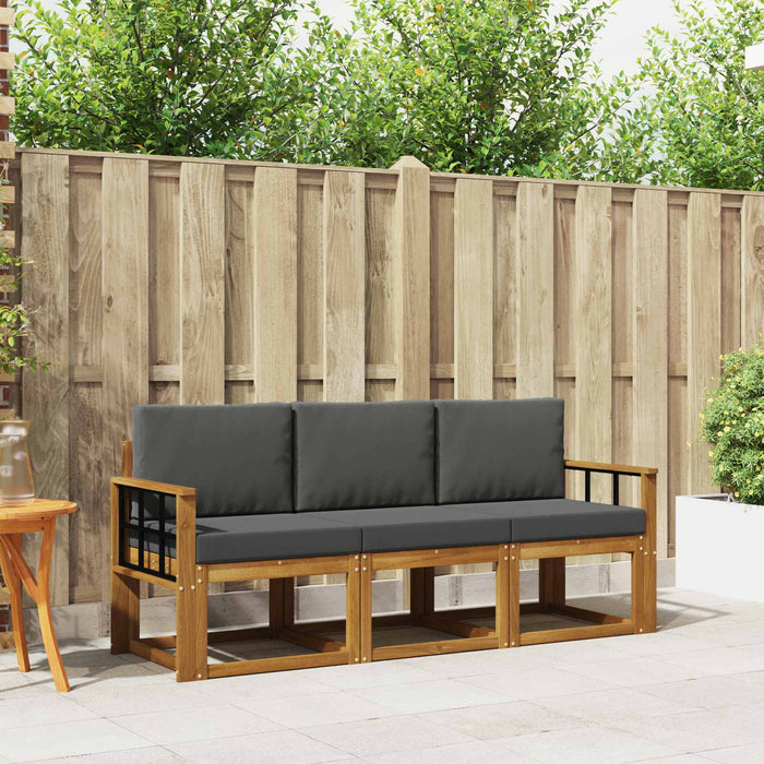 Set de canapele de exterior cu pernă 3 pcs Natural și Antracit - WALTI WALTI