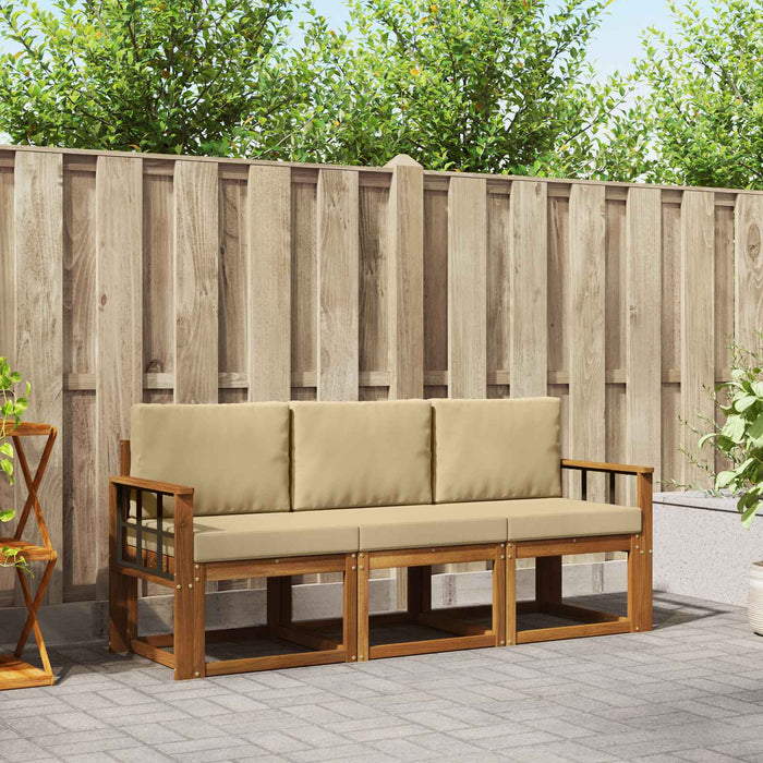 Set de canapele de exterior cu pernă 3 pcs Natural și Bej - WALTI WALTI
