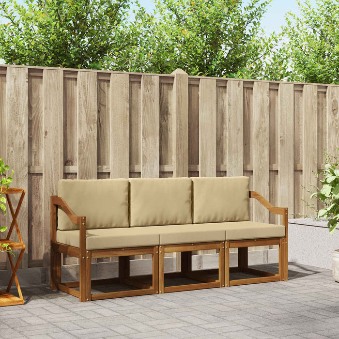 Set de canapele de exterior cu pernă 3 pcs Natural și Bej - WALTI WALTI
