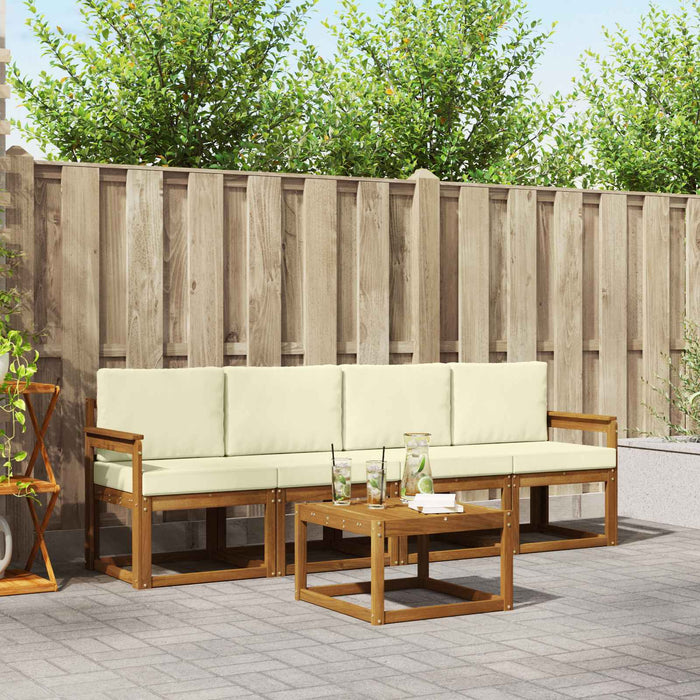 Set de canapele de exterior cu pernă 5 pcs Natural și Crem - WALTI WALTI