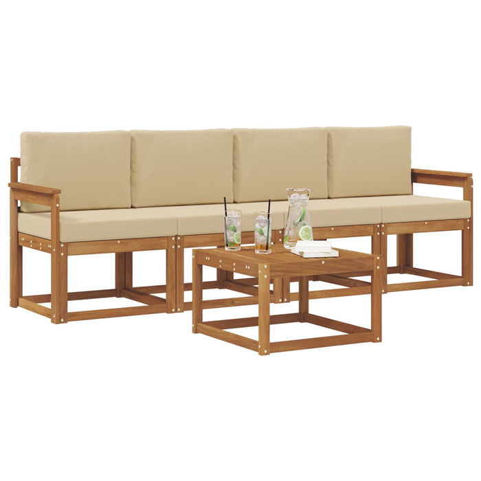 Set de canapele de exterior cu pernă 5 pcs Natural și Bej - WALTI WALTI
