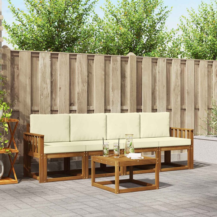Set de canapele de exterior cu pernă 5 pcs Natural și Crem - WALTI WALTI