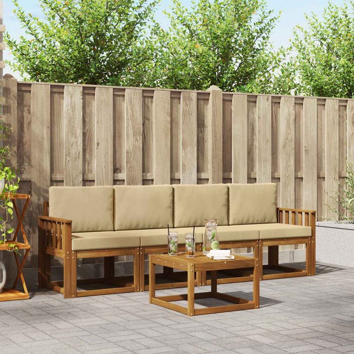 Set de canapele de exterior cu pernă 5 pcs Natural și Bej - WALTI WALTI