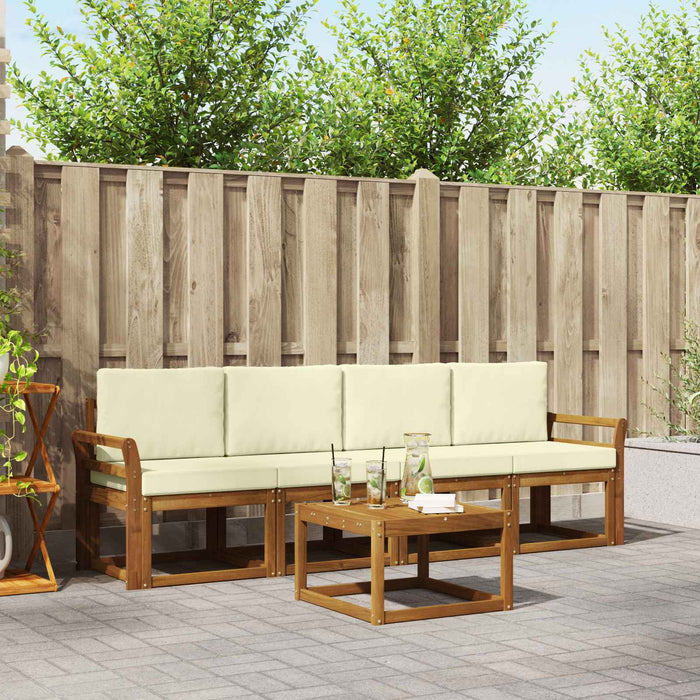 Set de canapele de exterior cu pernă 5 pcs Natural și Crem - WALTI WALTI