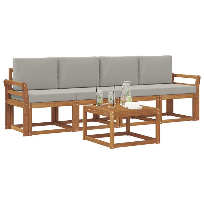 Set de canapele de exterior 5 pcs Gri natural și deschis - WALTI WALTI