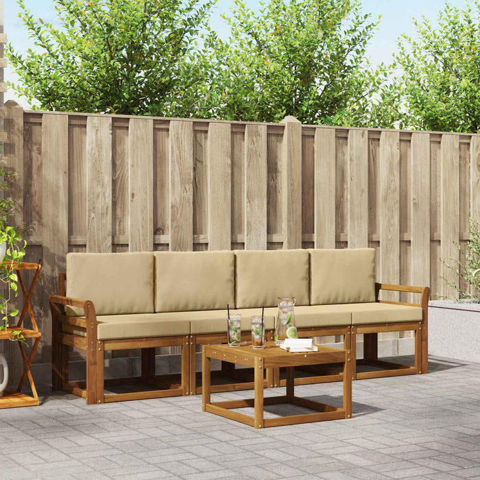 Set de canapele de exterior cu pernă 5 pcs Natural și Bej WALTI