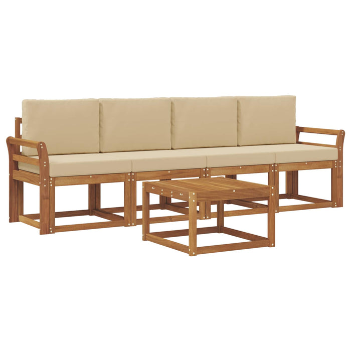 Set de canapele de exterior cu pernă 5 pcs Natural și Bej WALTI