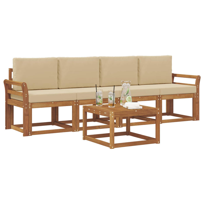 Set de canapele de exterior cu pernă 5 pcs Natural și Bej WALTI