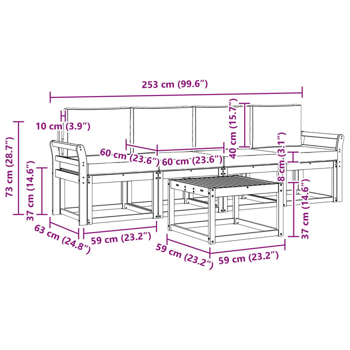 Set de canapele de exterior cu pernă 5 pcs Natural și Bej WALTI
