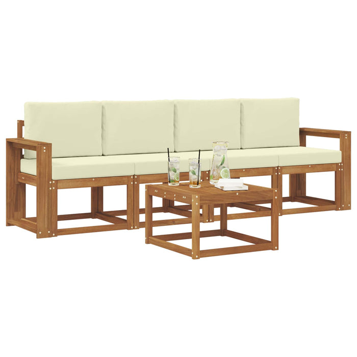 Set de canapele de exterior cu pernă 5 pcs Natural și Crem - WALTI WALTI