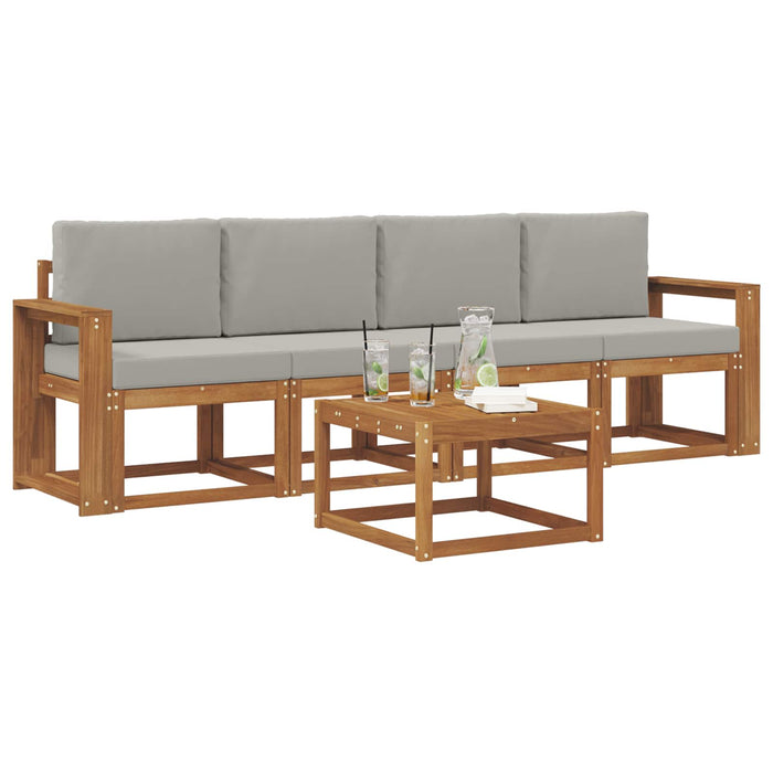 Set de canapele de exterior 5 pcs Gri natural și deschis - WALTI WALTI