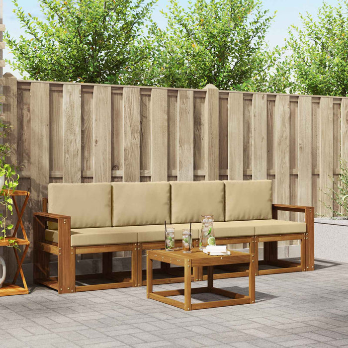 Set de canapele de exterior cu pernă 5 pcs Natural și Bej - WALTI WALTI
