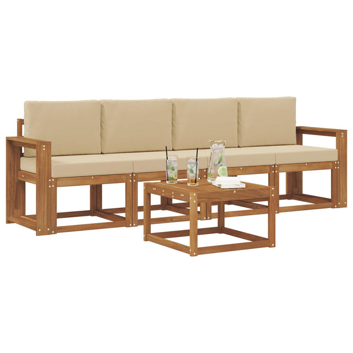 Set de canapele de exterior cu pernă 5 pcs Natural și Bej - WALTI WALTI