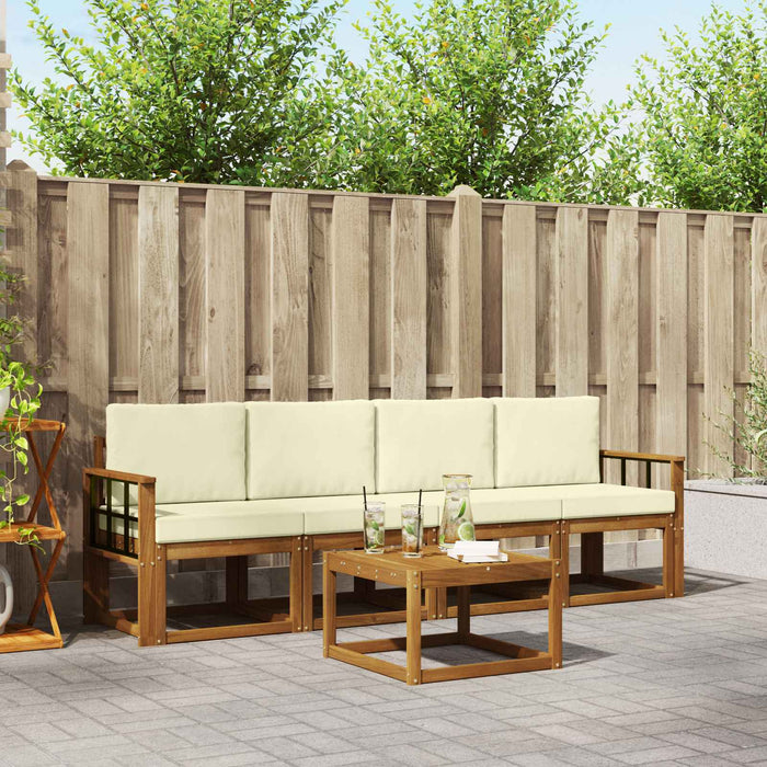 Set de canapele de exterior cu pernă 5 pcs Natural și Crem WALTI