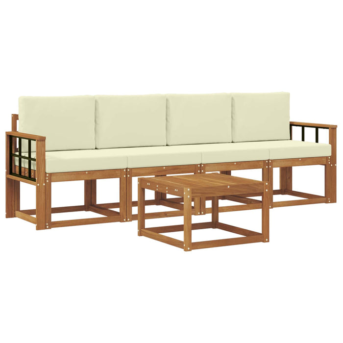 Set de canapele de exterior cu pernă 5 pcs Natural și Crem WALTI