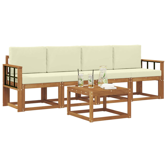 Set de canapele de exterior cu pernă 5 pcs Natural și Crem WALTI
