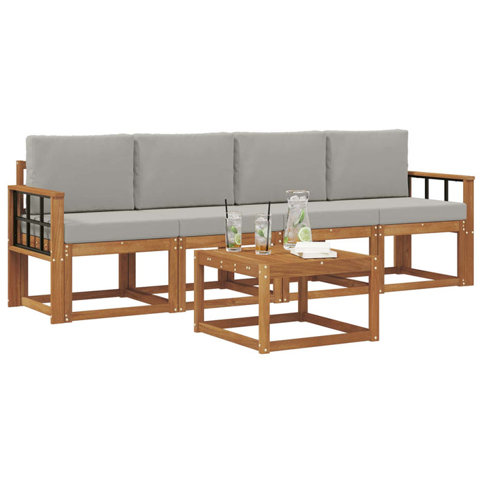 Set de canapele de exterior 5 pcs Gri natural și deschis - WALTI WALTI