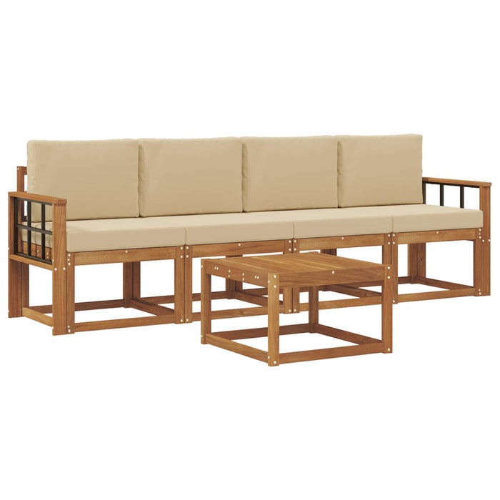 Set de canapele de exterior cu pernă 5 pcs Natural și Bej - WALTI WALTI