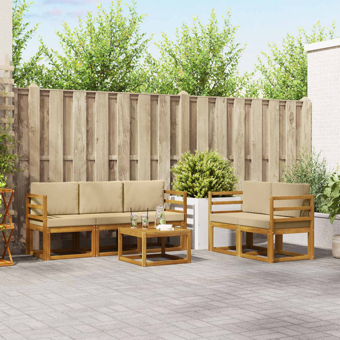 Set de canapele de exterior cu pernă 6 pcs Natural și Bej - WALTI WALTI