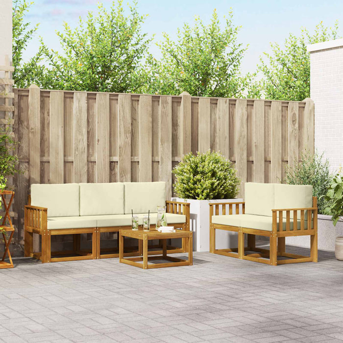 Set de canapele de exterior cu pernă 6 pcs Natural și Crem WALTI
