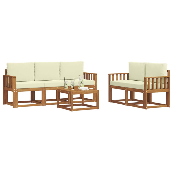 Set de canapele de exterior cu pernă 6 pcs Natural și Crem WALTI
