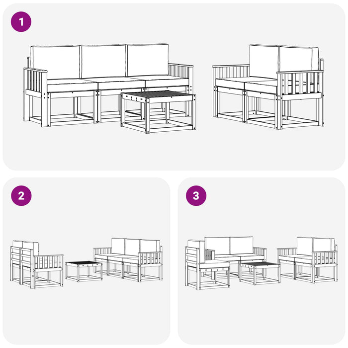 Set de canapele de exterior cu pernă 6 pcs Natural și Crem WALTI