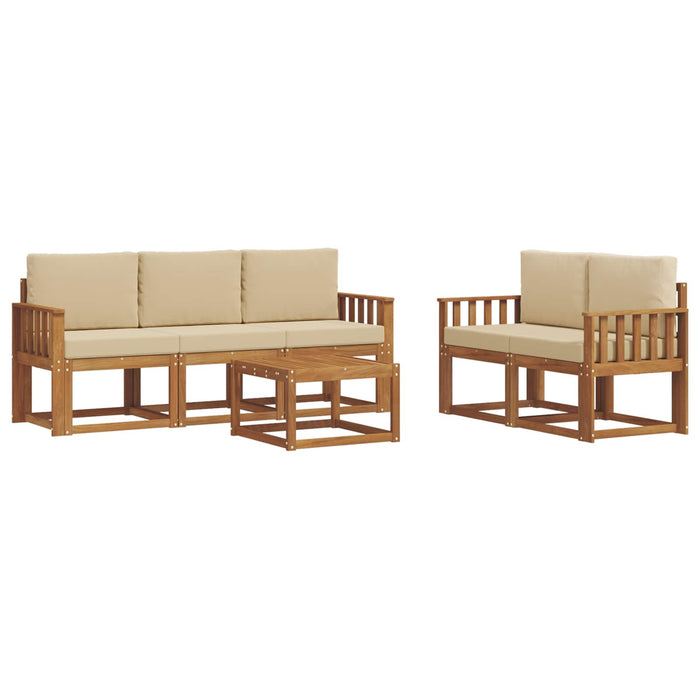 Set de canapele de exterior cu pernă 6 pcs Natural și Bej - WALTI WALTI