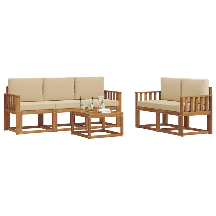 Set de canapele de exterior cu pernă 6 pcs Natural și Bej - WALTI WALTI