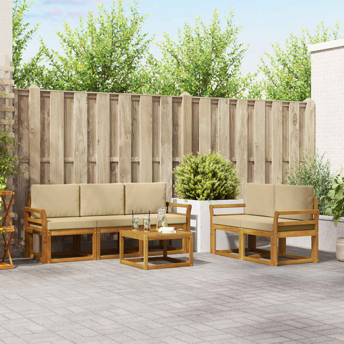 Set de canapele de exterior cu pernă 6 pcs Natural și Bej - WALTI WALTI