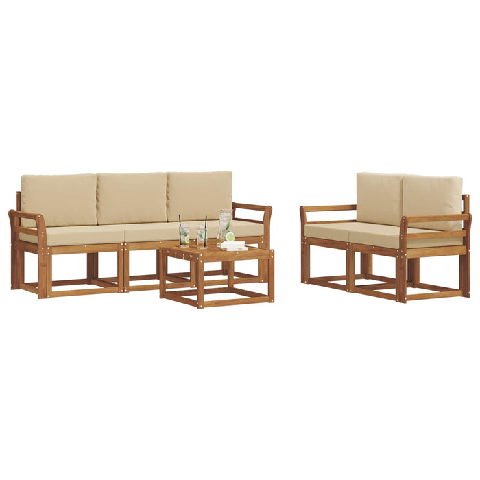 Set de canapele de exterior cu pernă 6 pcs Natural și Bej - WALTI WALTI