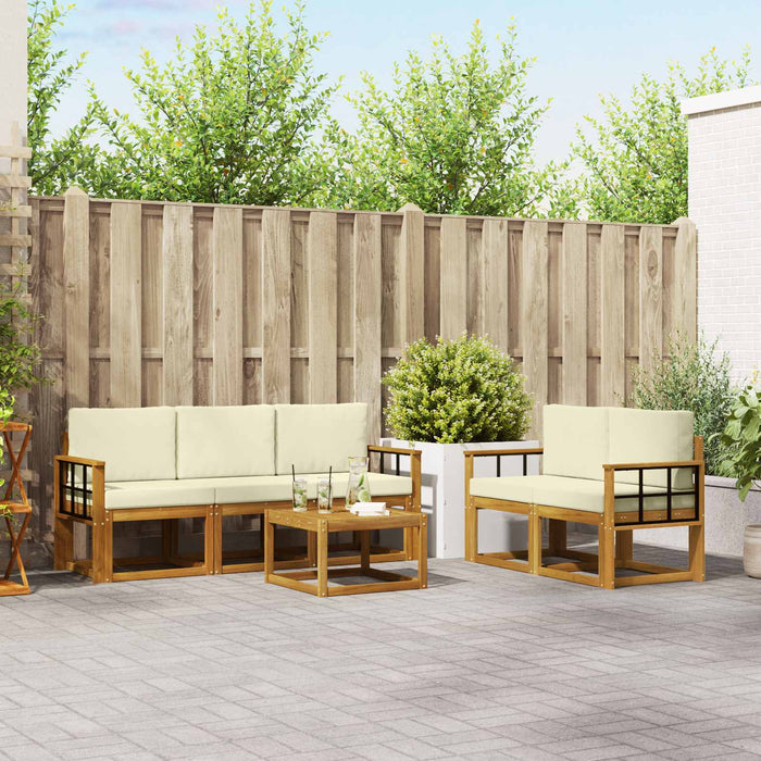 Set de canapele de exterior cu pernă 6 pcs Natural și Crem - WALTI WALTI
